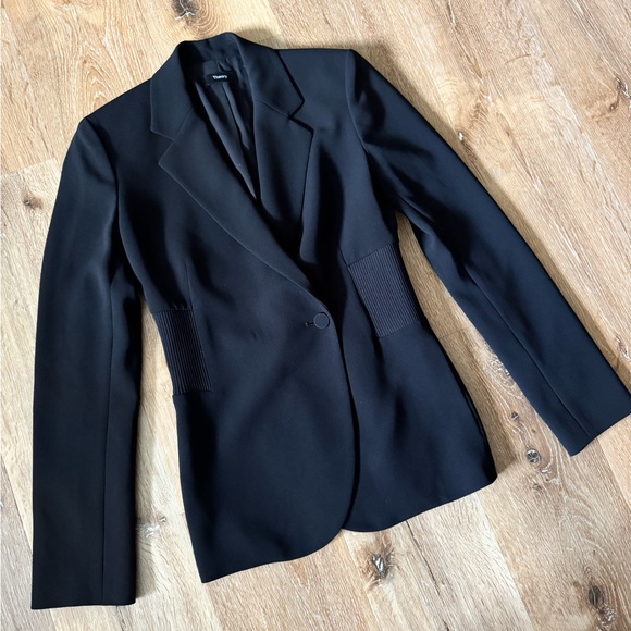 Theory DB Ribbed-Waist Blazer in Admiral Crepe Black in Size women’s 2 - Picture 5 of 9